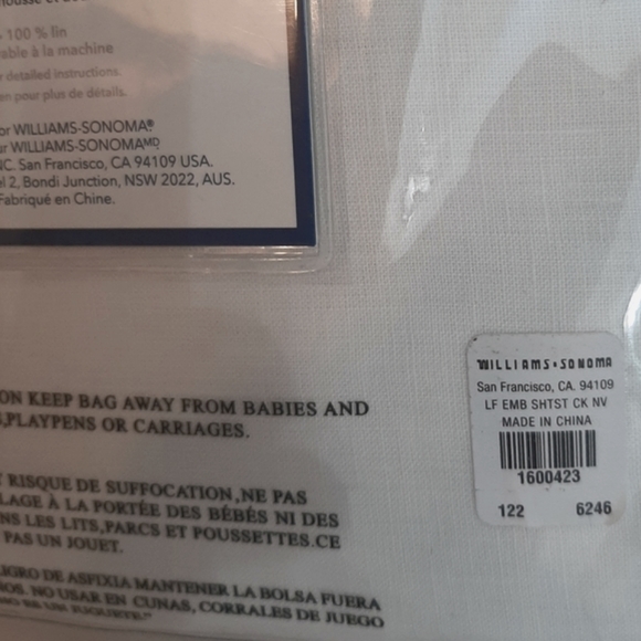 ***Williams Sonoma Linen Embroidered Leaf California King Sheet Set